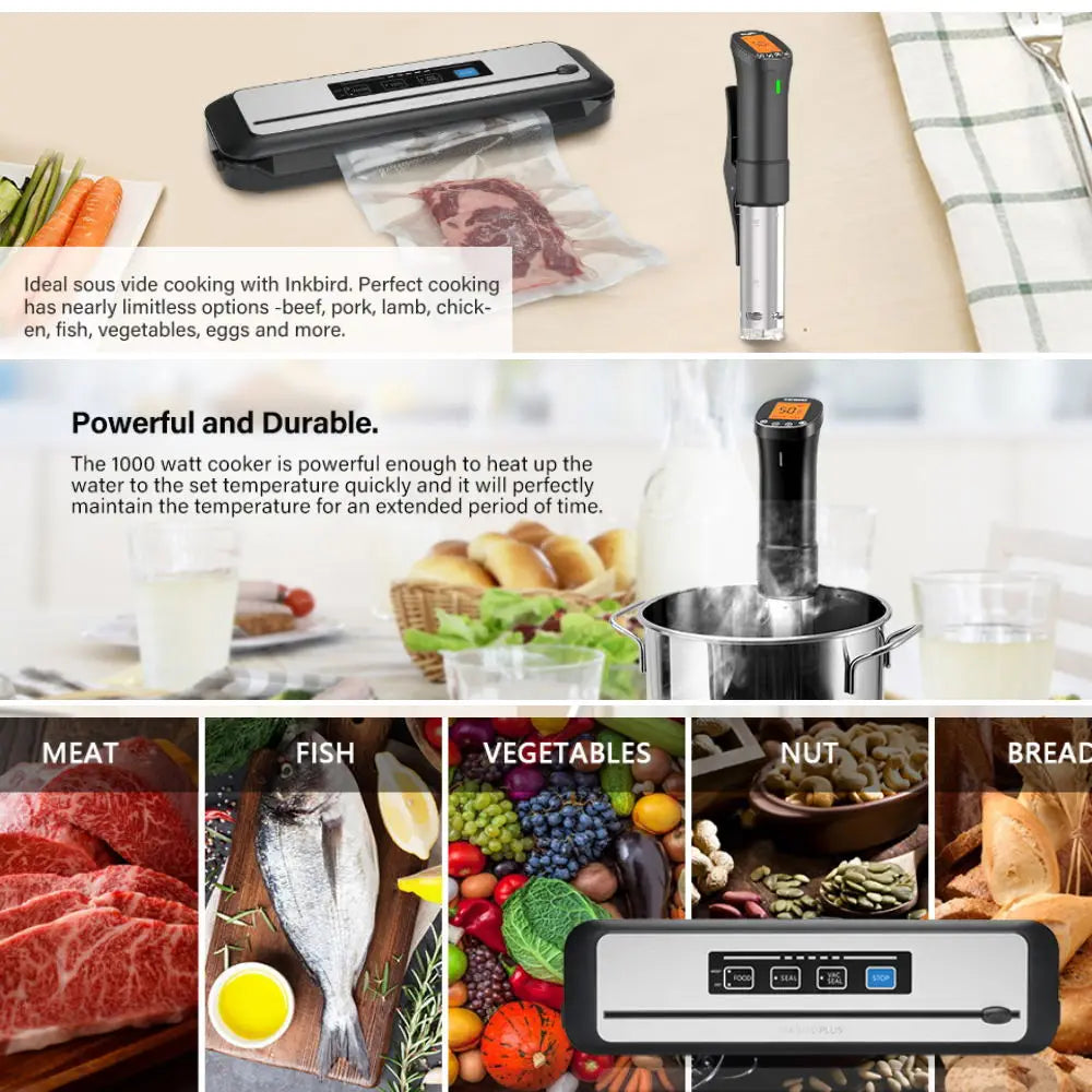 INKBIRD Healthy Lifestyle Recommended!Sous Vide Wi-Fi ISV-200W Slow Cooker 1000W Immersion Circulator+Vacuum Sealer Sealing Tool