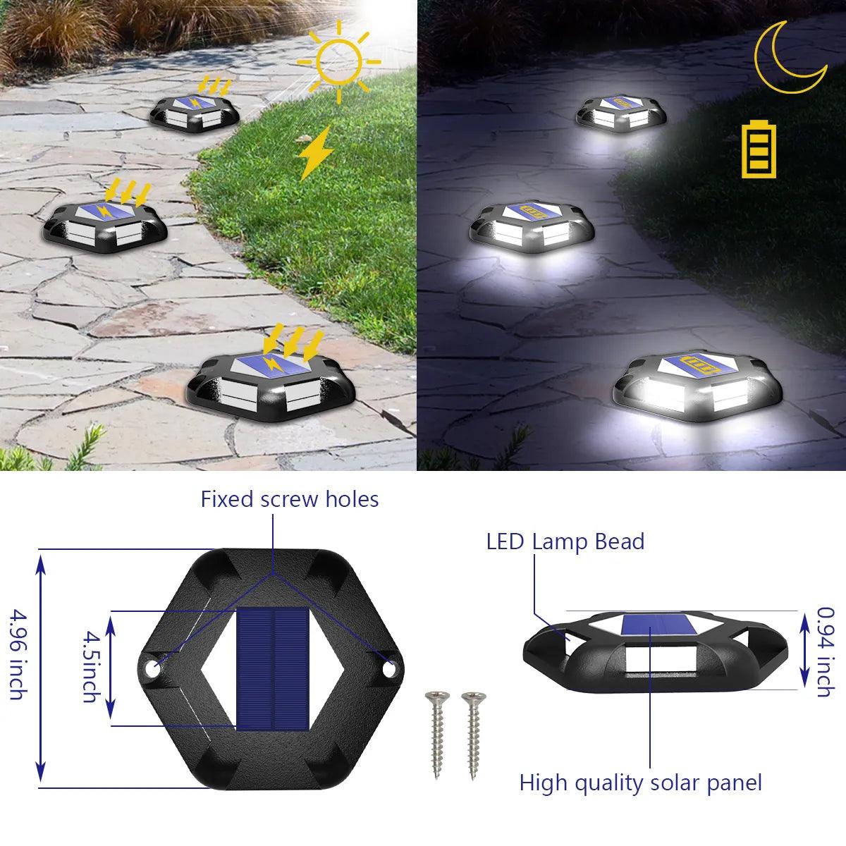 T-Sun 1-4pcs 6 LED Solar Light Outdoor IP65 Waterproof Solar Lawn Lamps Solar Garden Light For Yard Deck Landscape Lighting - DDD.MARKET