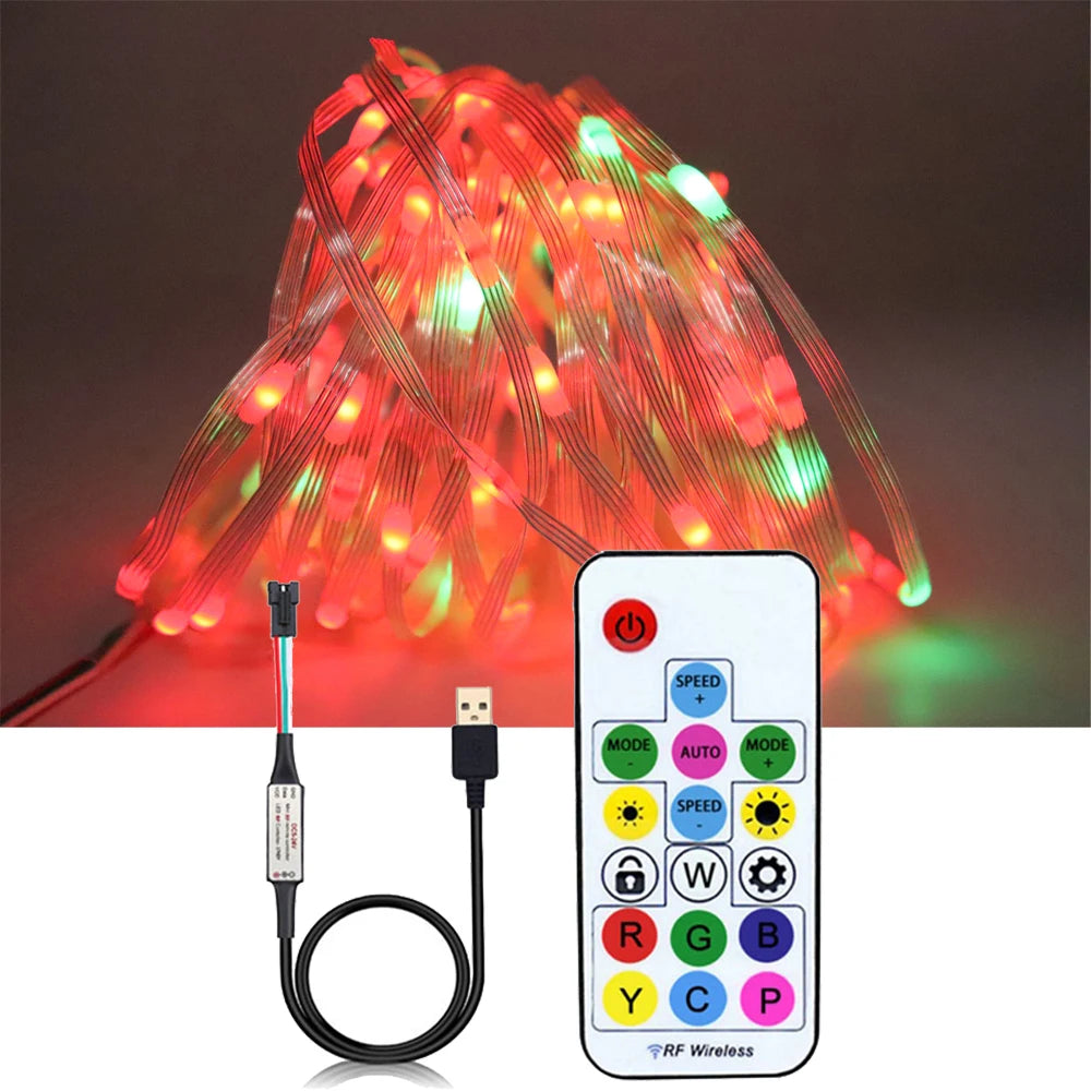 USB WS2812B LED String Christmas Lights WS2812 RGB Led Strip Bluetooth Music Full Color Addressable Individually DC5V