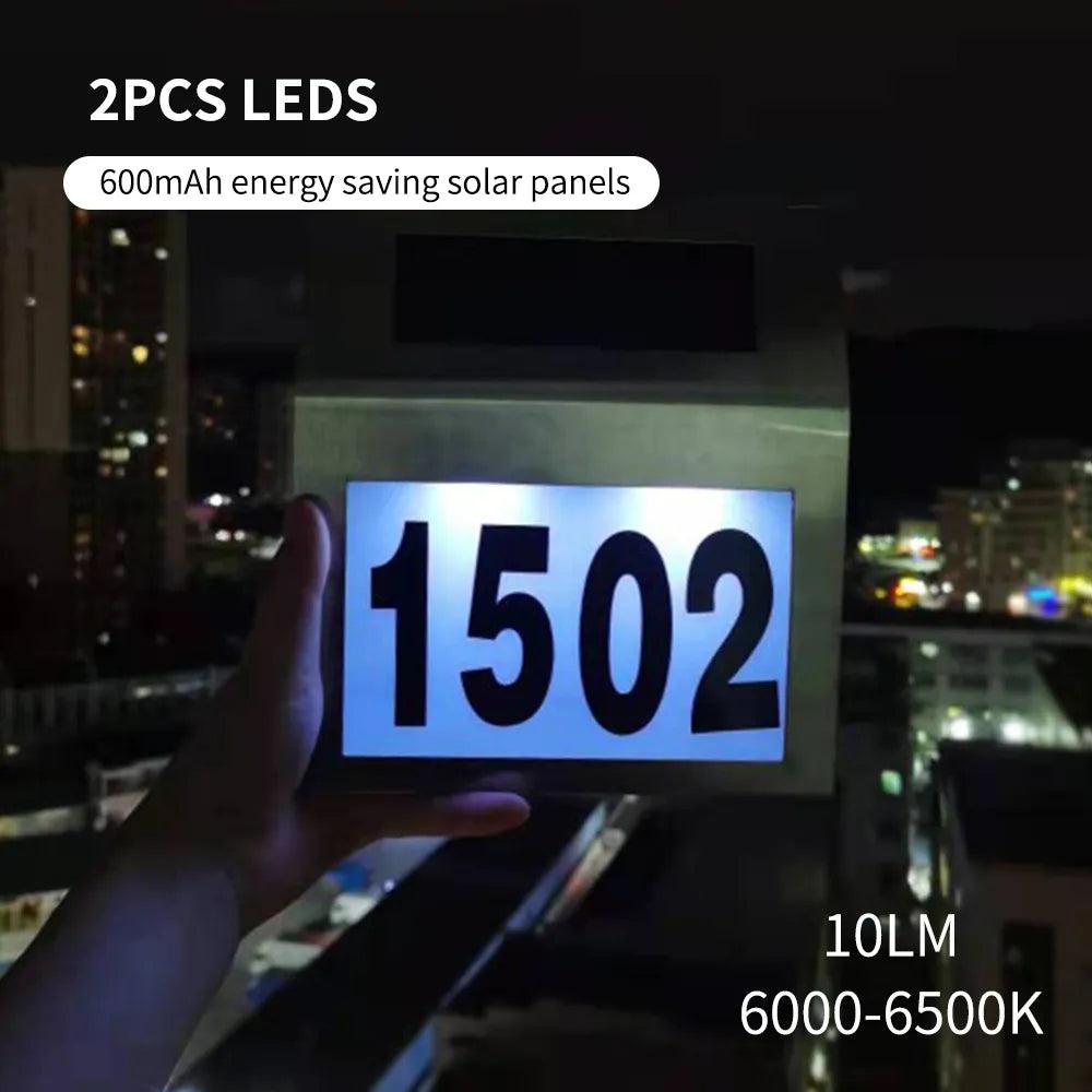 2023 Solar Lights Outdoor solar lamp House Number Sign Lighted LEDs Doorplate Number Light for Home Street solar garden light - DDD.MARKET