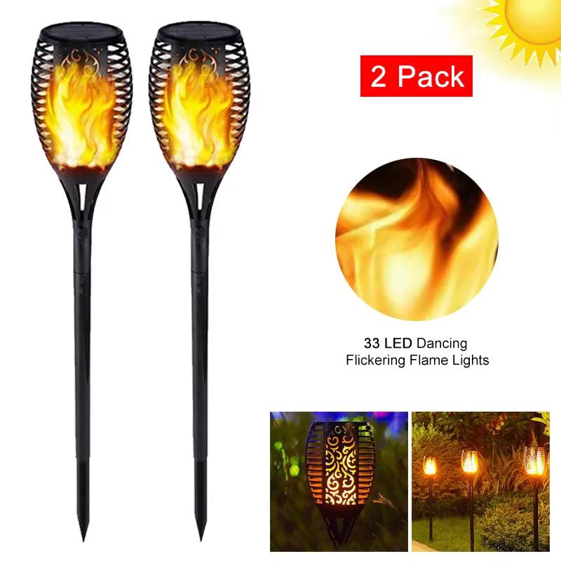 33LED Solar Power Doorway Path Lighting Flickering Flame Garden Waterproof Yard Lamp Outdoor IP65 Landscape Yard Garden Light - DDD.MARKET