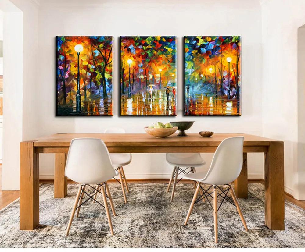 3 piece canvas art abstract paintings acrylic wall decor cheap Modern paintings palette knife painting living room decoration