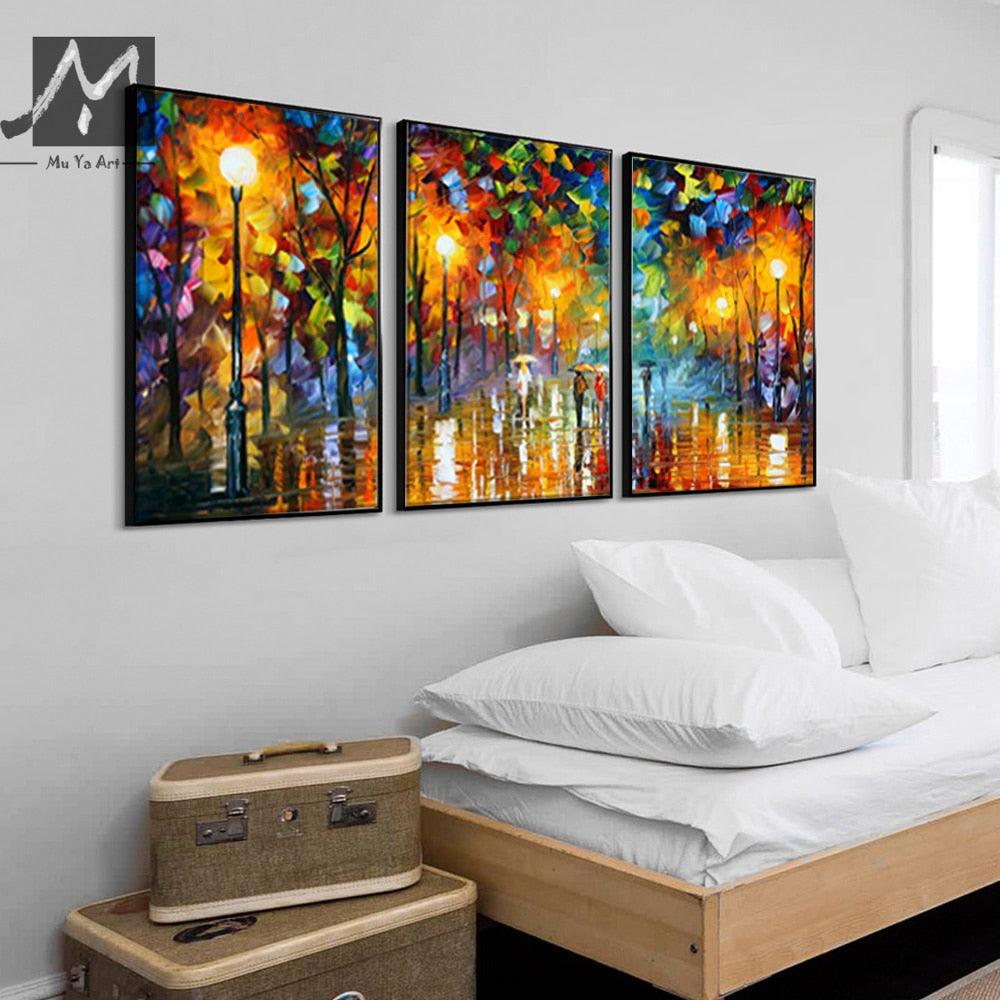 3 piece canvas art abstract paintings acrylic wall decor cheap Modern paintings palette knife painting living room decoration