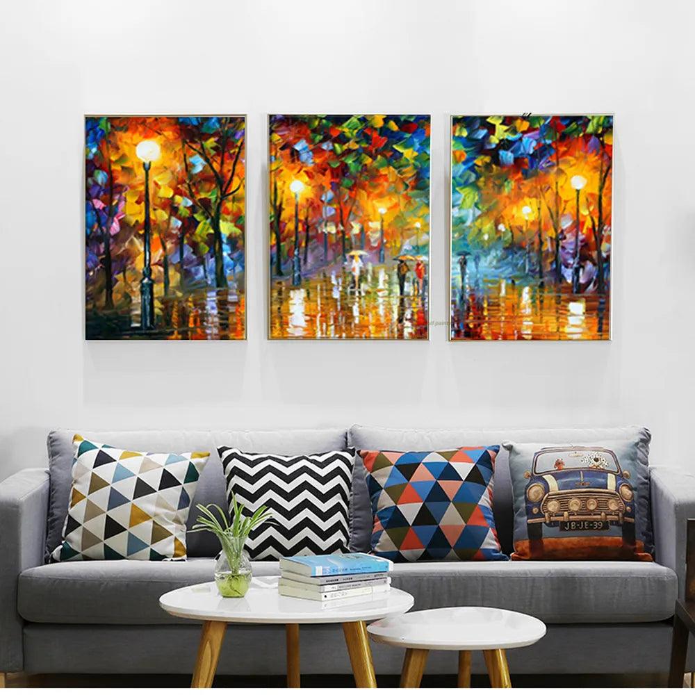 3 piece canvas art abstract paintings acrylic wall decor cheap Modern paintings palette knife painting living room decoration