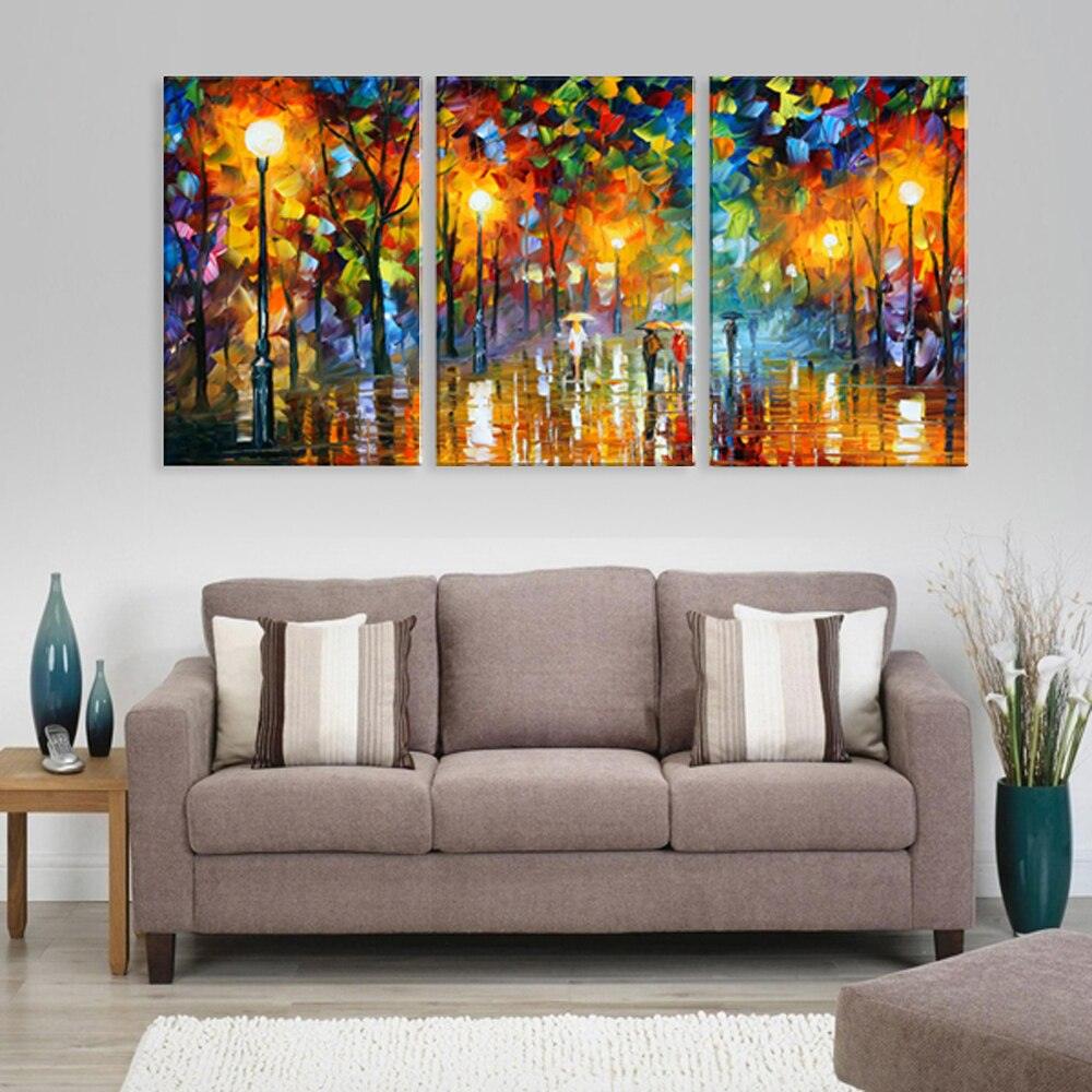 3 piece canvas art abstract paintings acrylic wall decor cheap Modern paintings palette knife painting living room decoration