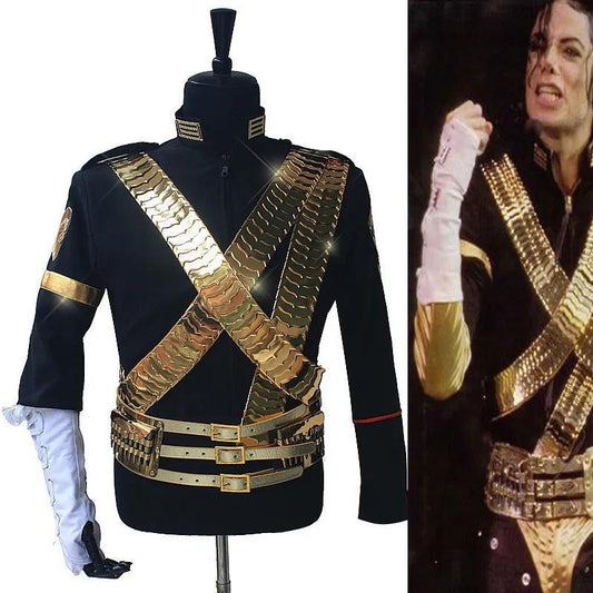 Rare MJ Michael Jackson Classic JAM Jacket & Metal Full Set Bullet Punk Exactly Same High Collection Halloween Costume Show Gift