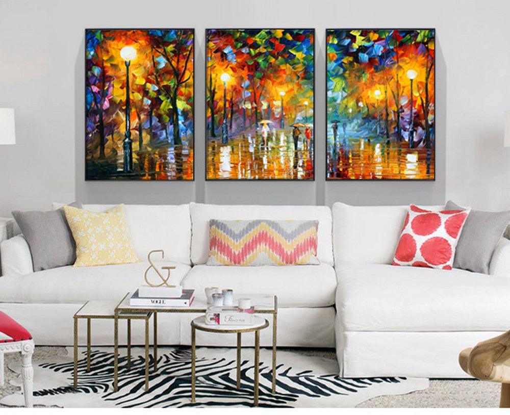 3 piece canvas art abstract paintings acrylic wall decor cheap Modern paintings palette knife painting living room decoration