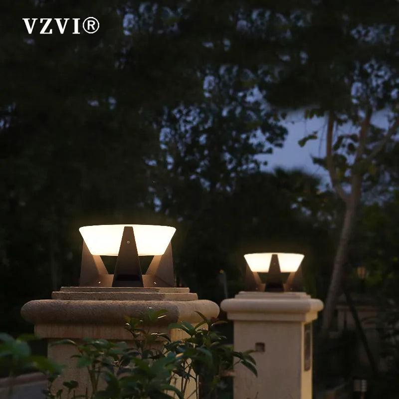 VZVI Solar Lights Outdoor Garden Light Column Lamps Post Light Waterproof Fence Gate Cap Light Lantern Head Lamp Patio Decor - DDD.MARKET