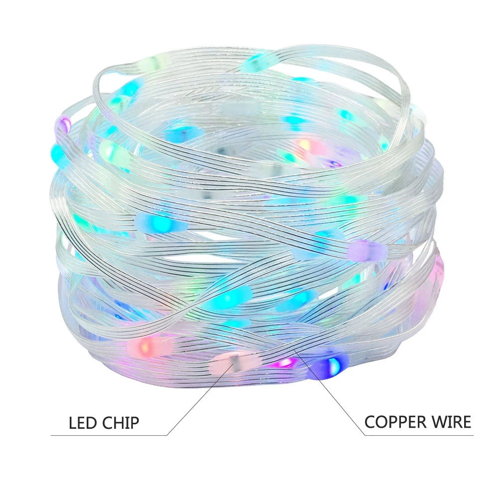 USB WS2812B LED String Christmas Lights WS2812 RGB Led Strip Bluetooth Music Full Color Addressable Individually DC5V