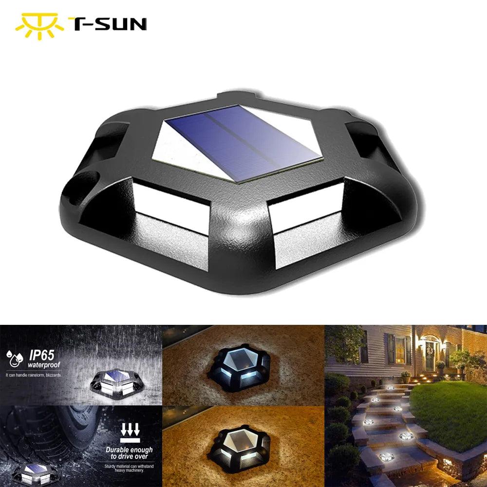 T-Sun 1-4pcs 6 LED Solar Light Outdoor IP65 Waterproof Solar Lawn Lamps Solar Garden Light For Yard Deck Landscape Lighting - DDD.MARKET