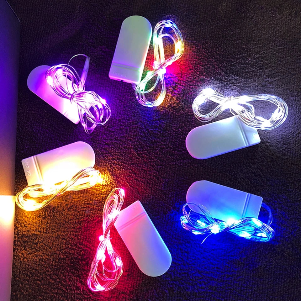 Button Battery Powered LED Mini Christmas Light Copper Wire String Lights Wedding Christmas Wreath Party Waterproof Fairy Lights