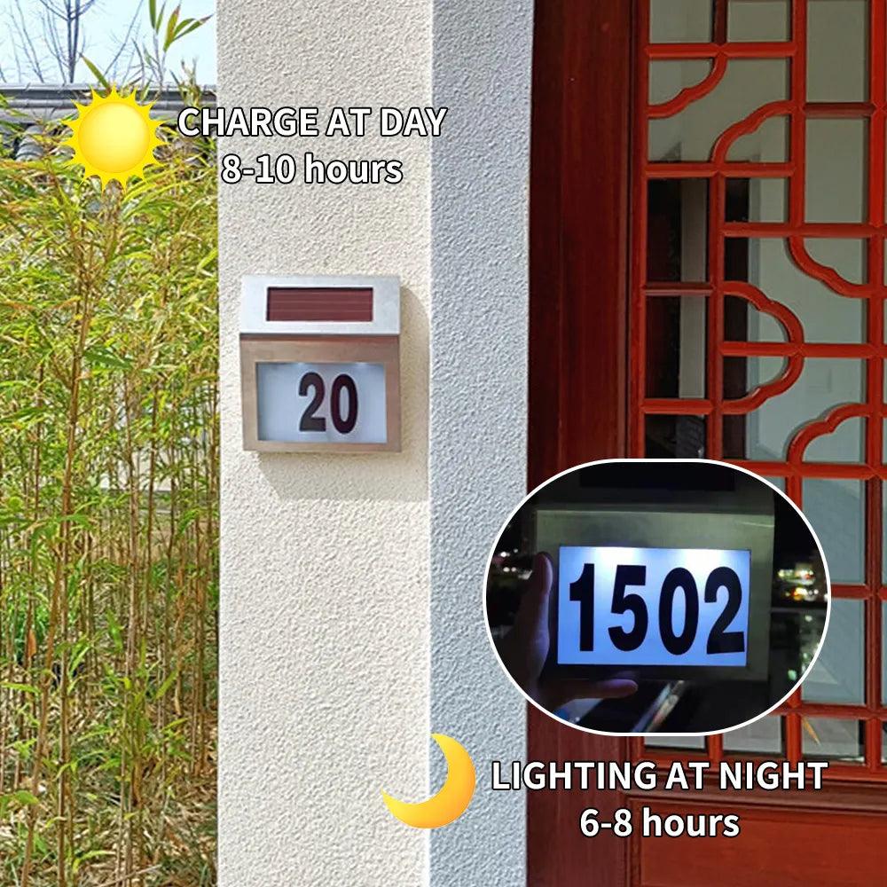 2023 Solar Lights Outdoor solar lamp House Number Sign Lighted LEDs Doorplate Number Light for Home Street solar garden light - DDD.MARKET