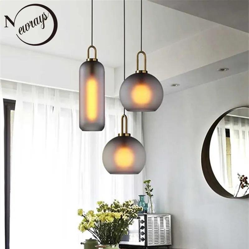 Nordic modern simple glass ball LED E27 pendant lights interior lighting lamps restaurant bedroom stair decoration hanging light - DDD.MARKET