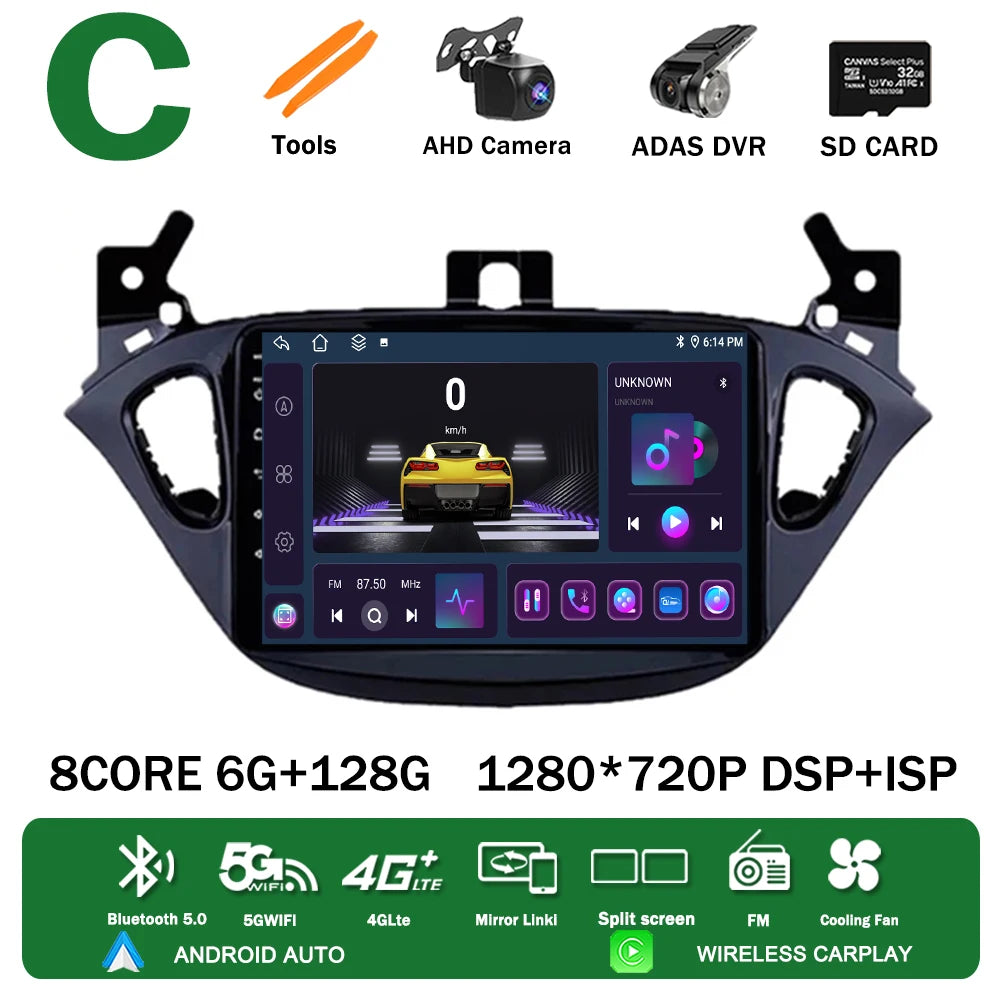 Android 13 for Opel Corsa E 2014 2015 2016 2017 2018 2019 Car Radio Multimedia Player Navigation GPS Auto Stereo Carplay 2 Din