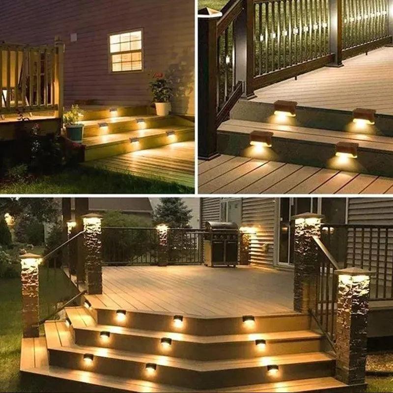 32/24/16/12/8/4Pcs Solar Lights Outdoor Waterproof LED Deck Lights Garden Step Lamp for Patio Stairs Railing Pathway Step Fence - DDD.MARKET