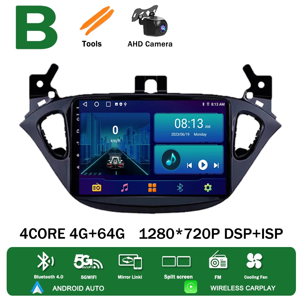 Android 13 for Opel Corsa E 2014 2015 2016 2017 2018 2019 Car Radio Multimedia Player Navigation GPS Auto Stereo Carplay 2 Din