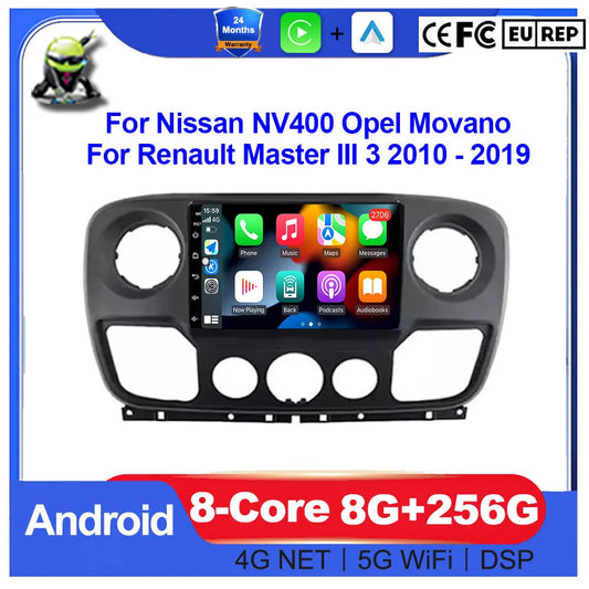 For Nissan NV400 For Opel Movano For Renault Master III 3 2010 - 2019 Android Auto Car Multimedia Radio Wireless Carplay GPS