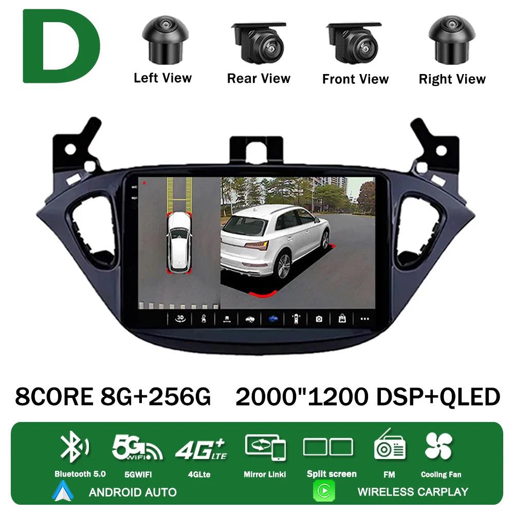 Android 13 for Opel Corsa E 2014 2015 2016 2017 2018 2019 Car Radio Multimedia Player Navigation GPS Auto Stereo Carplay 2 Din