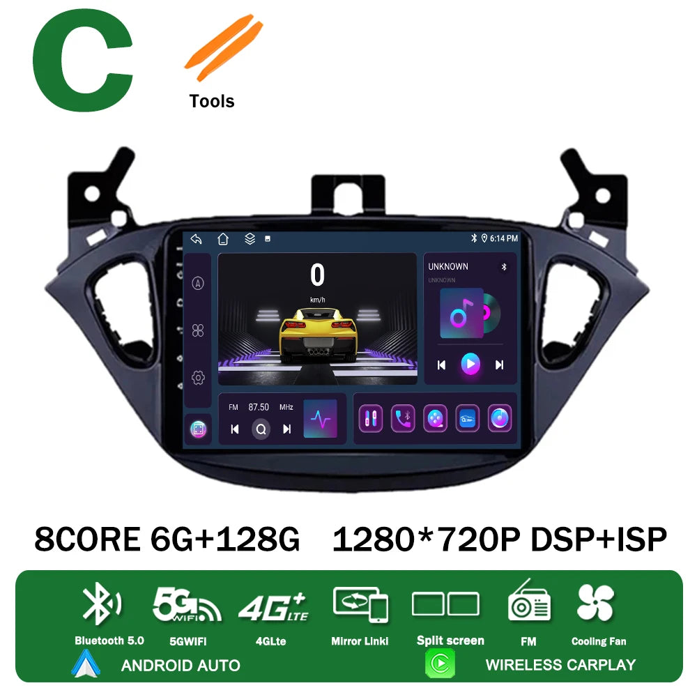 Android 13 for Opel Corsa E 2014 2015 2016 2017 2018 2019 Car Radio Multimedia Player Navigation GPS Auto Stereo Carplay 2 Din