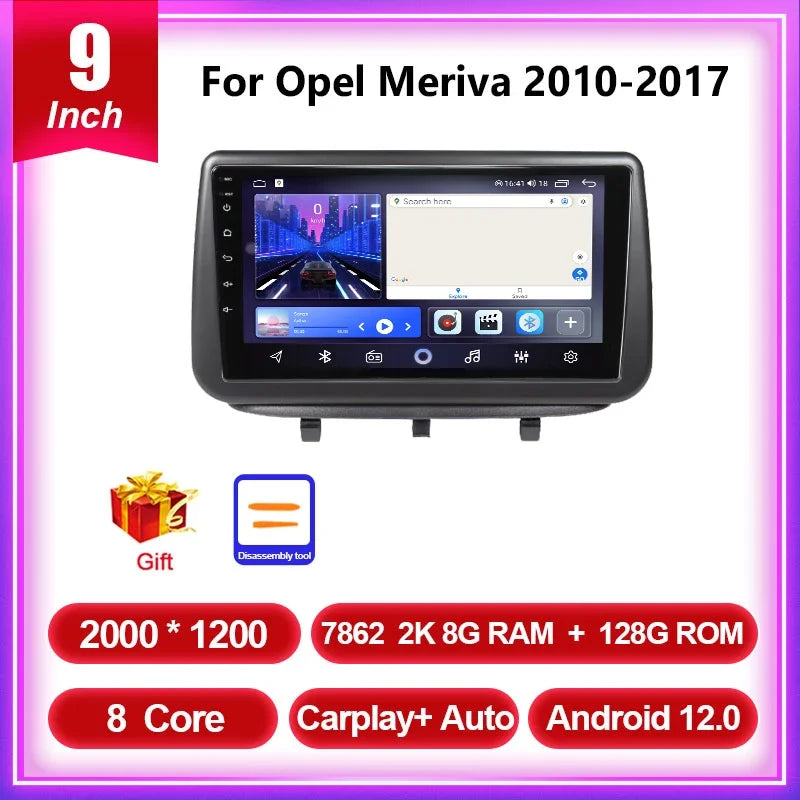 QSZN 2Din Android 13 Car Radio For Opel Meriva 2010 2011 2012 2013 2014 2015 2016 2017 Multimedia Video Player GPS Carplay Auto