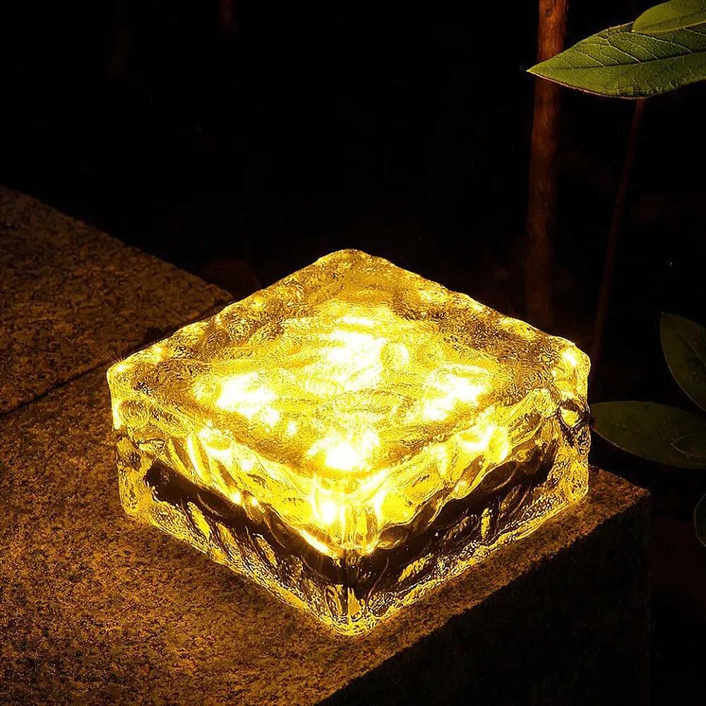 Solar Led Ice Cube Brick Lights Outdoor 4 LED Waterproof Stair Step Paver Lamp Yard Patio Lawn Garden Decoration Light - DDD.MARKET