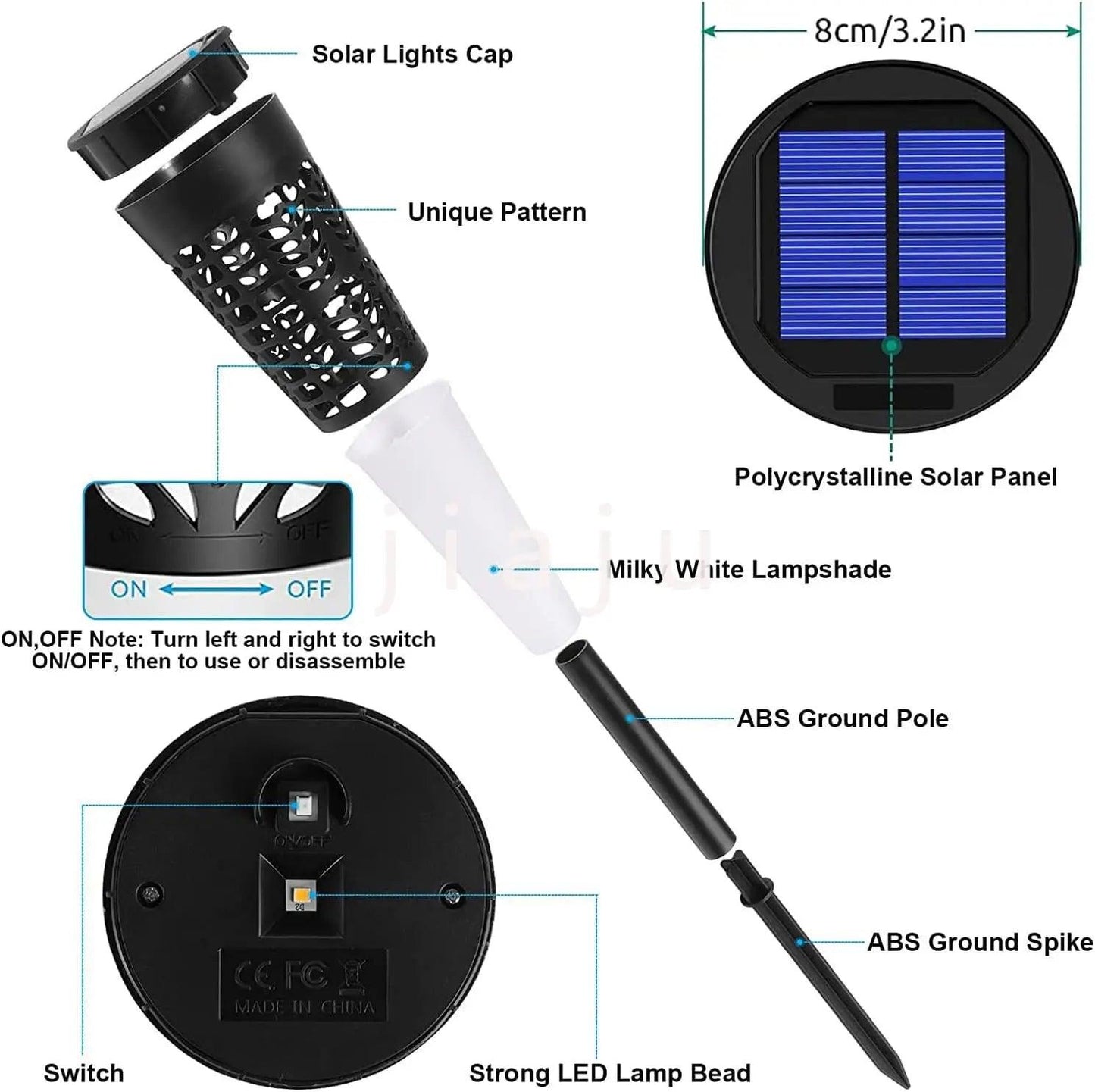 LED Solar Pathway Lights Warm White Outdoor Solar Lights Waterproof Solar Powered Lights for Yard Patio LED Christmas Decoration