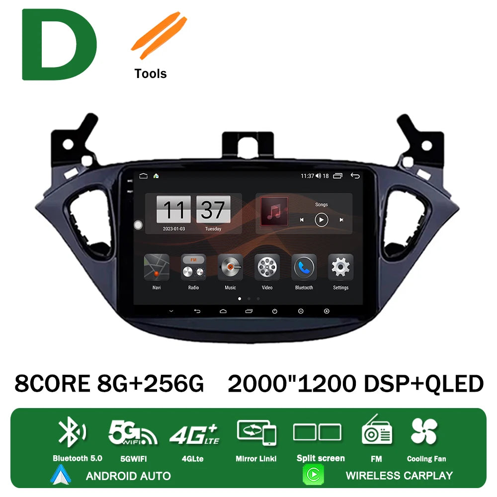 Android 13 for Opel Corsa E 2014 2015 2016 2017 2018 2019 Car Radio Multimedia Player Navigation GPS Auto Stereo Carplay 2 Din