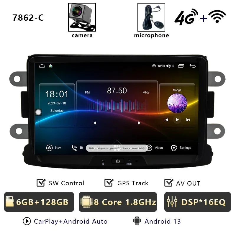 CHSTEK Car Radio Carplay For Renault Duster Dacia Logan Captur Sandero Lada Lodgy Xray Dokker GPS Bluetooth WIFI 4G Android 13