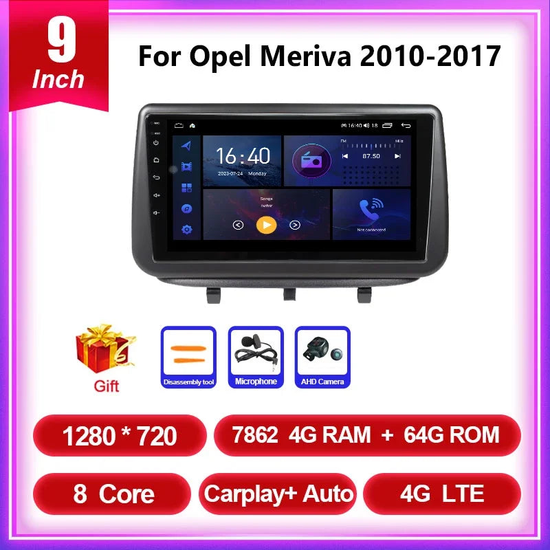 QSZN 2Din Android 13 Car Radio For Opel Meriva 2010 2011 2012 2013 2014 2015 2016 2017 Multimedia Video Player GPS Carplay Auto