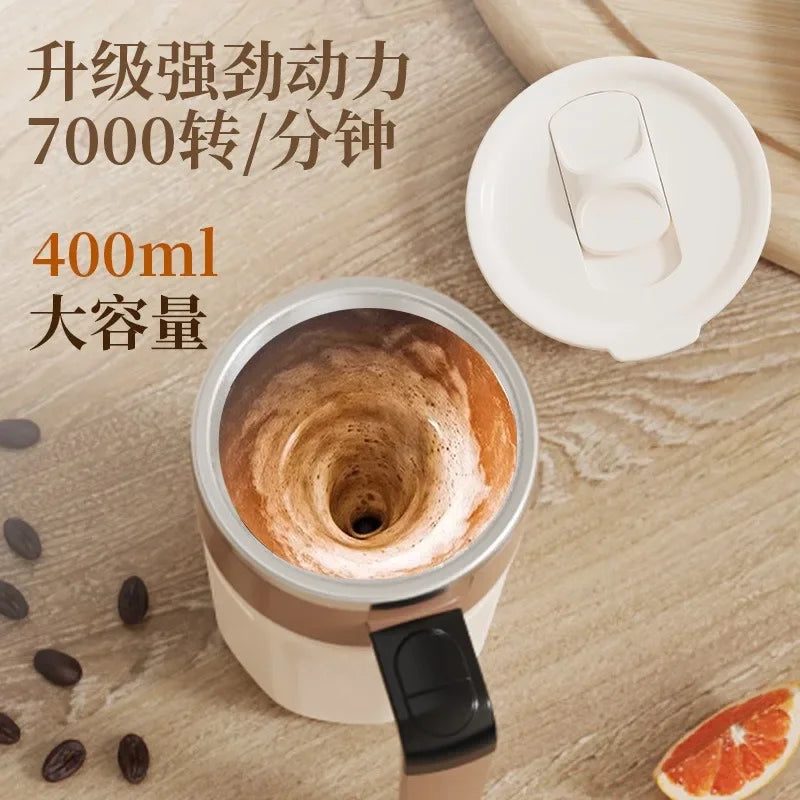 Stainless steel heating and cooling temperature control electric coffee stirring lazy portable automatic rotating cup