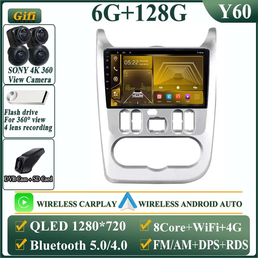 Android 12 For Renault Logan 1 Sandero 2009 - 2015 For Lada Largus Lergus 2012-2020 for Dacia Duster 2010-2017 Multimedia Screen