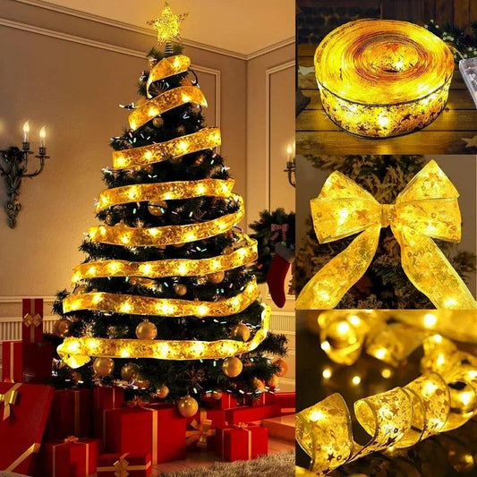 Christmas Tree Lights String Decorations 2024 Led Battery-operated Garland New Year's Decor Ornaments Smart Star for Novelties