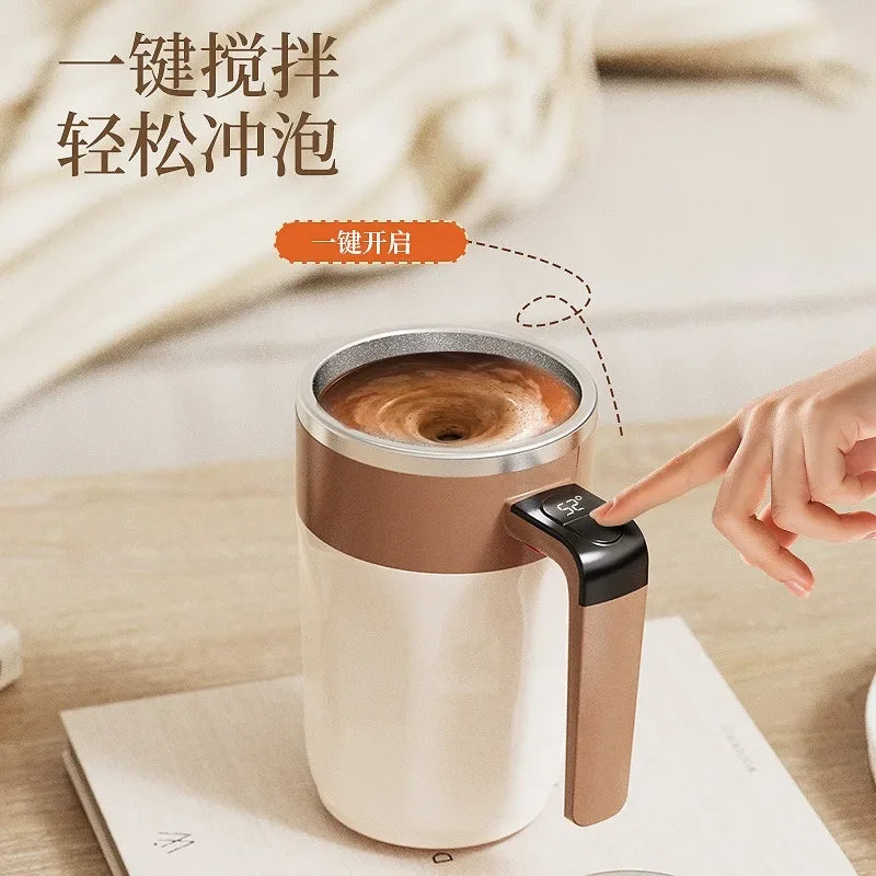 Stainless steel heating and cooling temperature control electric coffee stirring lazy portable automatic rotating cup