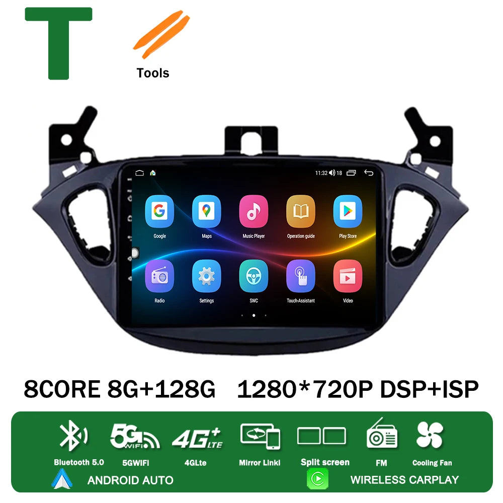 Android 13 for Opel Corsa E 2014 2015 2016 2017 2018 2019 Car Radio Multimedia Player Navigation GPS Auto Stereo Carplay 2 Din