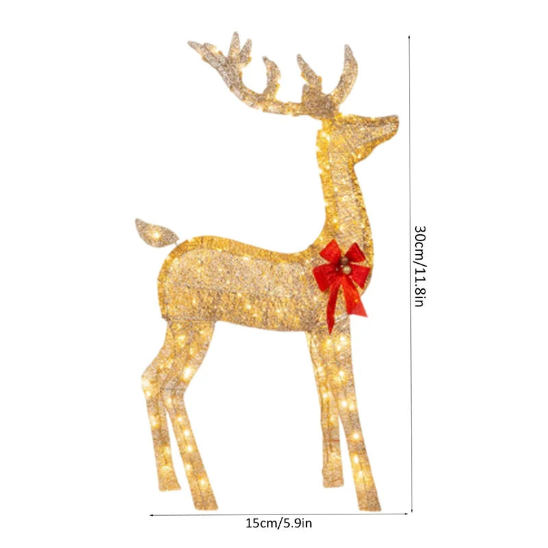 1-3Pcs Acrylic Elk Deer LED Light Reindeer Family Decor Lighted Deer Christmas Decor Bucks Light Up Indoor Outdoor Garden Yard