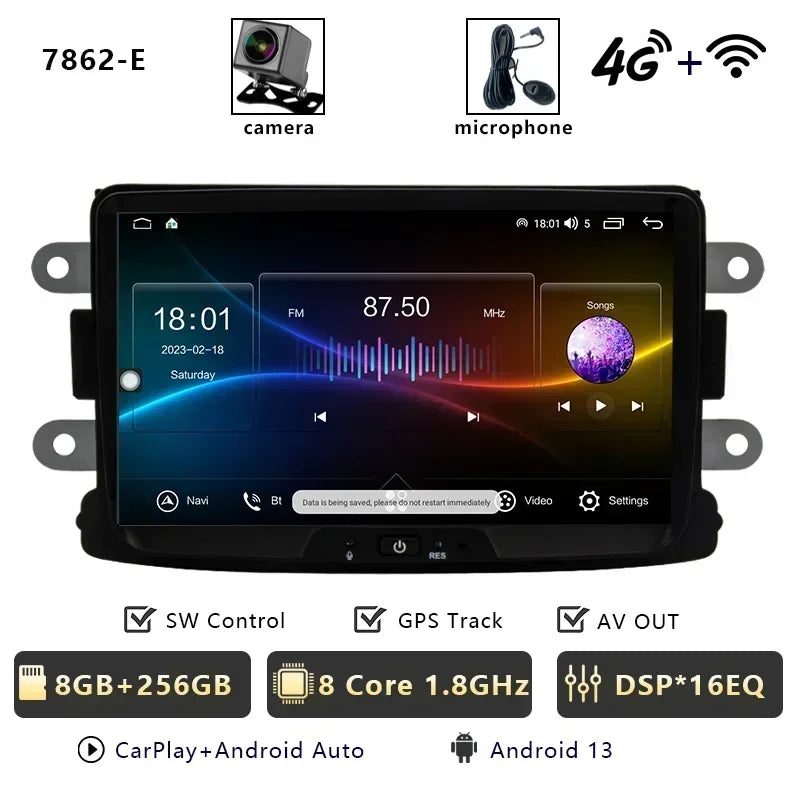 CHSTEK Car Radio Carplay For Renault Duster Dacia Logan Captur Sandero Lada Lodgy Xray Dokker GPS Bluetooth WIFI 4G Android 13