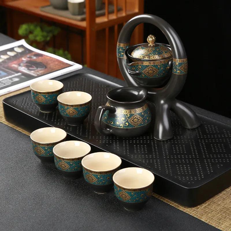 High-end matcha set Semi-automatic Tea Set Chinese Style ceramic  juego de te Ceramic Kungfu Teapot Living Room Office Tea Maker