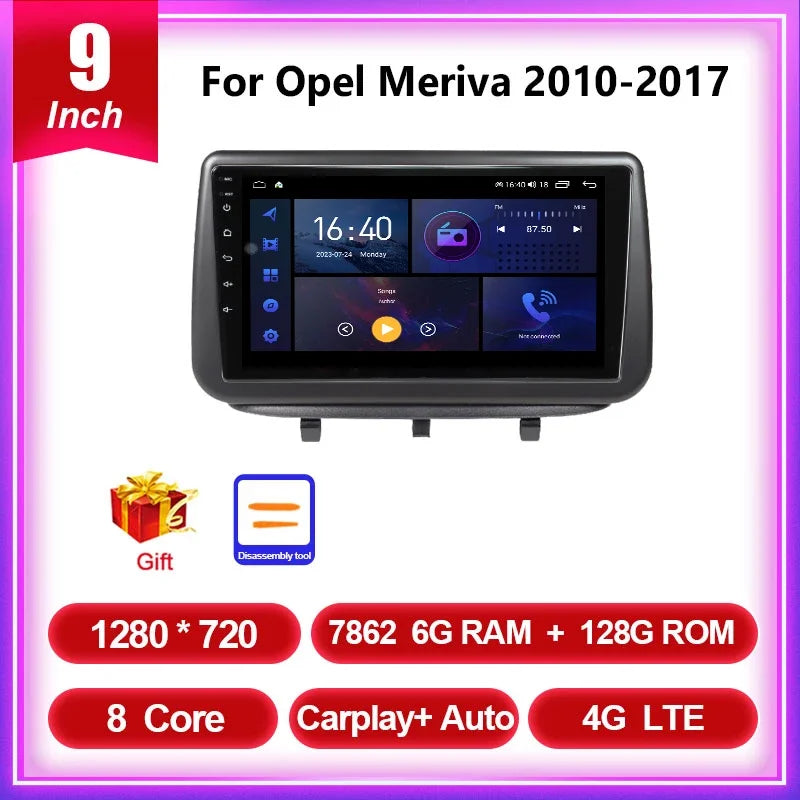 QSZN 2Din Android 13 Car Radio For Opel Meriva 2010 2011 2012 2013 2014 2015 2016 2017 Multimedia Video Player GPS Carplay Auto