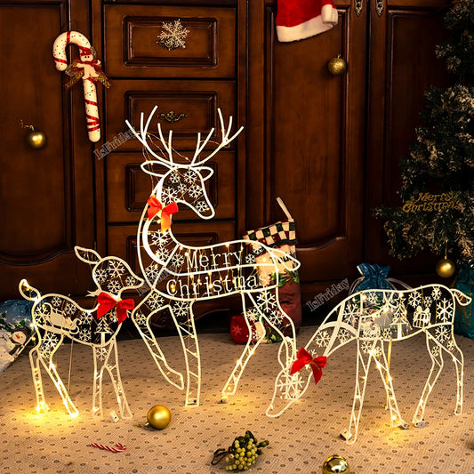 3pcs riginali Lighted Deer Reindeer Family Lighted Deer Christmas Decor With Led Lights Light Up Bucks Indoor Or Outdoor Yard