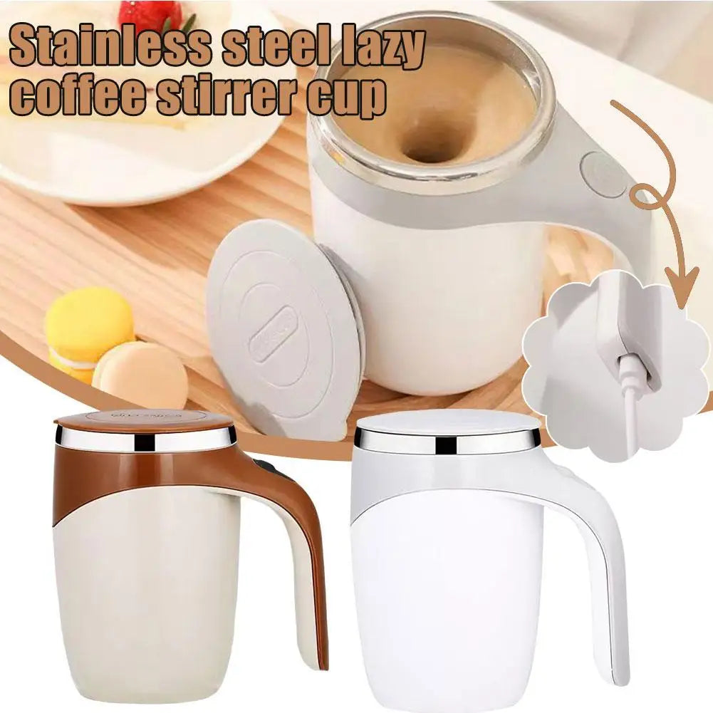 300ml Coffee Stirring Cup Lazy Stainless Steel Automatic Cup Advanced Cup Drinking Cup Milk Electric Rotating Magnetic Stir M6r5