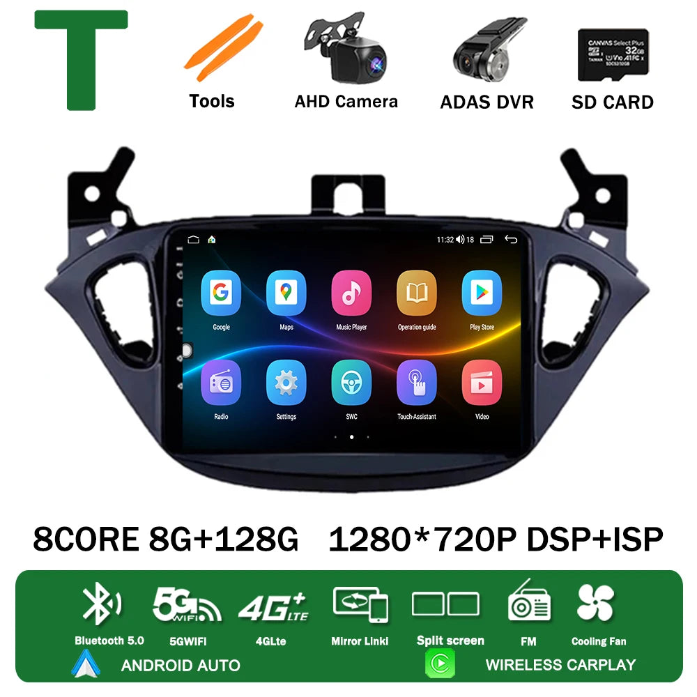 Android 13 for Opel Corsa E 2014 2015 2016 2017 2018 2019 Car Radio Multimedia Player Navigation GPS Auto Stereo Carplay 2 Din