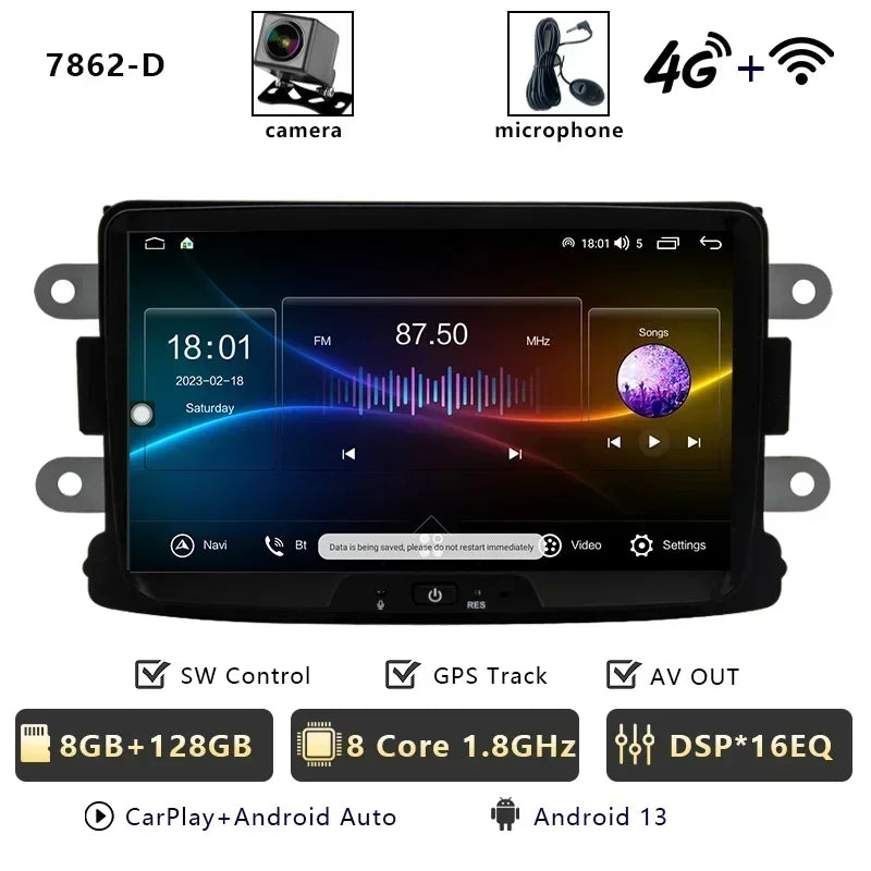 CHSTEK Car Radio Carplay For Renault Duster Dacia Logan Captur Sandero Lada Lodgy Xray Dokker GPS Bluetooth WIFI 4G Android 13