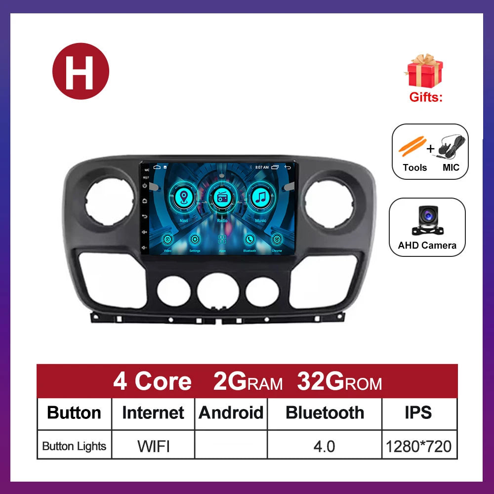 For Nissan NV400 For Opel Movano For Renault Master III 3 2010 - 2019 Android Auto Car Multimedia Radio Wireless Carplay GPS