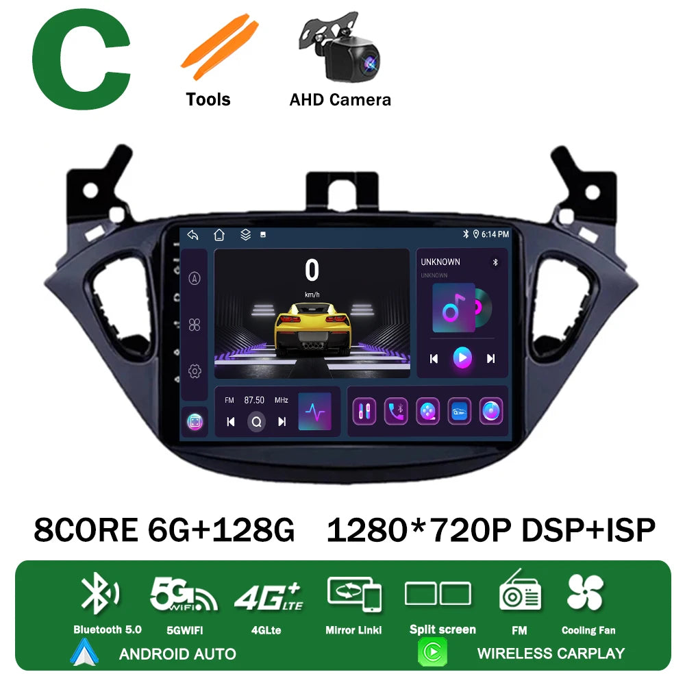 Android 13 for Opel Corsa E 2014 2015 2016 2017 2018 2019 Car Radio Multimedia Player Navigation GPS Auto Stereo Carplay 2 Din