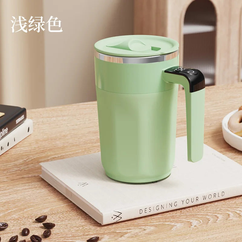 Stainless steel heating and cooling temperature control electric coffee stirring lazy portable automatic rotating cup