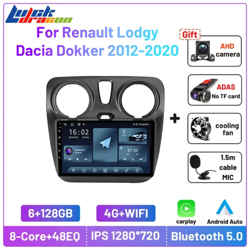 Car Radio For Renault Lodgy Dacia Dokker 2012-2020 Autoradio 8Core wifi gps Car Video Multimedia Automotive Carplay Android Auto