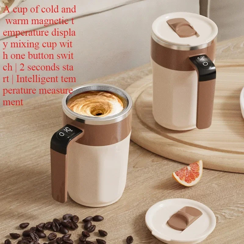 Stainless steel heating and cooling temperature control electric coffee stirring lazy portable automatic rotating cup