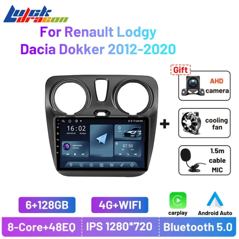 Car Radio For Renault Lodgy Dacia Dokker 2012-2020 Autoradio 8Core wifi gps Car Video Multimedia Automotive Carplay Android Auto