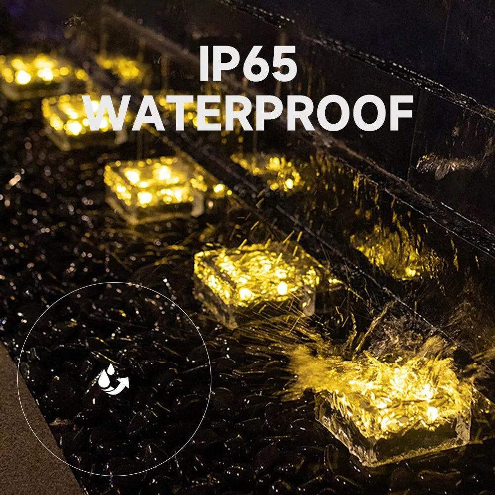 Solar Led Ice Cube Brick Lights Outdoor 4 LED Waterproof Stair Step Paver Lamp Yard Patio Lawn Garden Decoration Light - DDD.MARKET