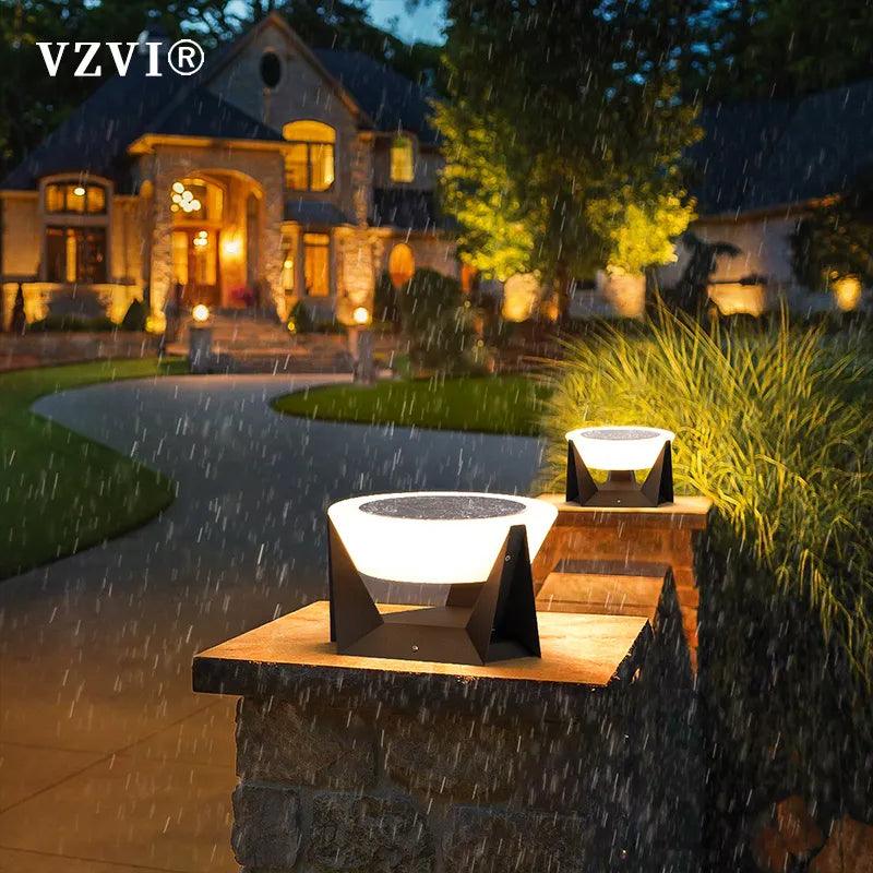 VZVI Solar Lights Outdoor Garden Light Column Lamps Post Light Waterproof Fence Gate Cap Light Lantern Head Lamp Patio Decor - DDD.MARKET